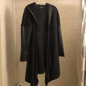 Blanknyc long black sweater with leather details